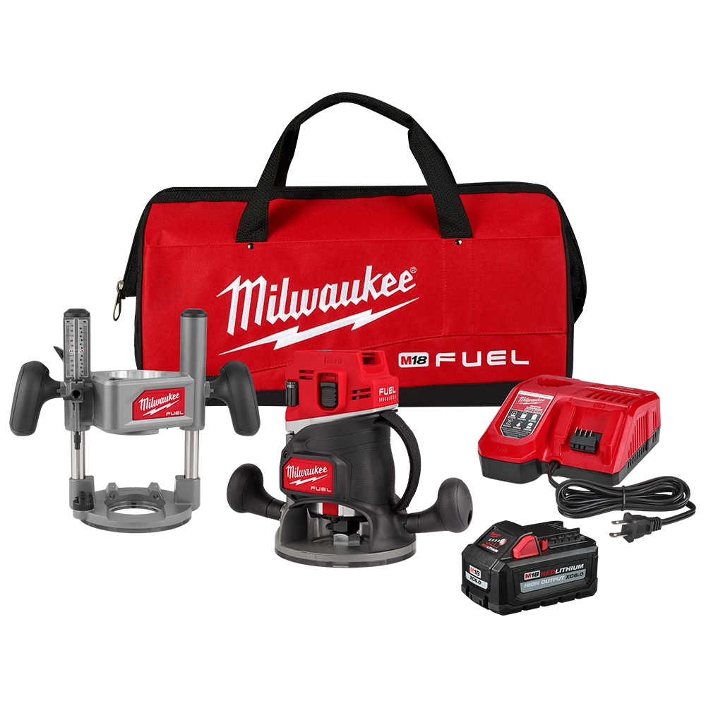 Milwaukee 2838-21 M18 FUEL 1/2-in. Cordless Router Multi-Base 6.0Ah Kit